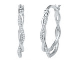 Diamond Hoop Earrings 1/10 Carat (ctw) in Sterling Silver