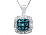 1/10 Carat (ctw) Blue & White Accent Diamond Pendant Necklace in Sterling Silver with Chain
