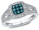 1/10 Carat (ctw I2-I3) Enhanced Blue & White Diamond Ring in Sterling Silver