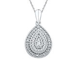 Diamond Teardrop Pendant 1/10 Carat (ctw) in Sterling Silver with Chain