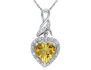 Citrine and Diamond 1.70 Carat (ctw) Heart Pendant Necklace in Sterling Silver with Chain