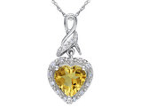 1.70 Carat (ctw) Citrine & Diamond Heart Pendant Necklace in Sterling Silver with Chain