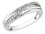 Sterling Silver Crossover Ring with Accent Diamonds