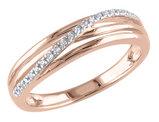 Rose Plated Sterling Silver Accent Diamond Crossover Ring 