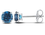 1.10 Carat (ctw) London Blue Topaz Solitaire Earrings in 14K White Gold