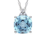 2.5 Carat (ctw) Blue Topaz and Diamond Pendant Necklace in 10K White Gold with Chain