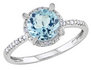 Blue Topaz and Diamond 1.65 Carat (ctw) Ring with Halo in 10K White Gold