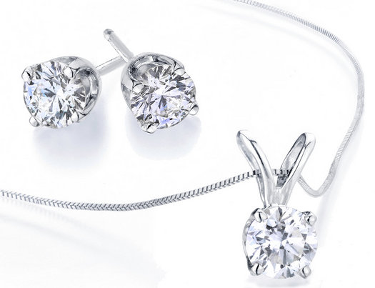 Diamond Solitaire Necklace Stud Earrings Set 1 2 Carat Ctw I2 I3 Diamond Solitaire Necklace Stud Earrings Set 1 2 Carat Ctw I2 I3