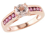 1.17 Carat (ctw) Morganite and Pink Tourmaline Ring in Rose Plated Sterling Silver