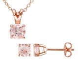 1.80 Carat (ctw) Morganite Pendant & Earring Set in Rose Sterling Silver