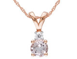 1/2 Carat (ctw) Morganite Pendant Necklace with Diamond in 10K Rose Gold with Chain