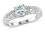 Aquamarine Heart Ring 1/3 Carat (ctw) with Diamonds in Sterling Silver