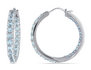 Aquamarine In and Out Hoop Earrings 2.40 Carat (ctw) in Sterling Silver
