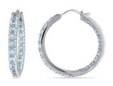 Aquamarine In and Out Hoop Earrings 2.40 Carat (ctw) in Sterling Silver