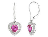 2.0 Carat (ctw) Lab-Created Pink Sapphire Dangling Heart Earrings in Sterling Silver
