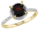 1.60 Carat (ctw) Garnet Halo Ring with Accent Diamonds in 10K Yellow Gold