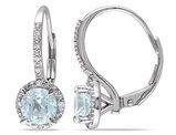 Aquamarine Earrings 1.50 Carat (ctw) with Diamonds in Sterling Silver