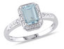 1.00 Carat (ctw) Aquamarine Emerald-Cut Ring in Sterling Silver