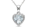 1.50 Carat (ctw) Light Aquamarine Heart Pendant in Sterling Silver with Chain