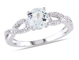 3/4 Carat (ctw) Light Aquamarine Infinity Ring in 10K White Gold with Diamonds