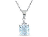 4/5 Carat (ctw) Clear-Light Aquamarine Solitaire Pendant Necklace in 10K White Gold with Chain