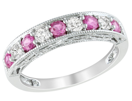 1.25 Carat (ctw) Lab-Created Pink Sapphire & White Sapphire Ring in Sterling Silver