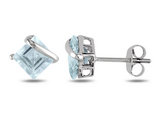 2.0 Carat (ctw) Solitaire Aquamarine Earrings in 10K White Gold