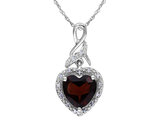 2.00 Carat (ctw) Garnet Heart Pendant Necklace in Sterling Silver with Chain
