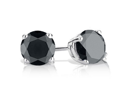 Black Diamond Stud Earrings 1/2 Carat (ctw) in Sterling Silver