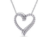 3/4 Carat (ctw) Lab-Created White Sapphire Heart Pendant Necklace in Sterling Silver with Chain