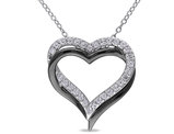 5/8 Carat (ctw) Lab Created White Sapphire Pendant Necklace in Black Rhodium Plated Sterling Silver With Chain