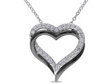 5/8 Carat (ctw) Lab-Created White Sapphire Pendant Necklace in Black Rhodium Plated Sterling Silver With Chain
