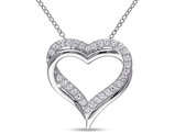 5/8 Carat (ctw) Lab-Created White Sapphire Heart Pendant Necklace in Sterling Silver With Chain