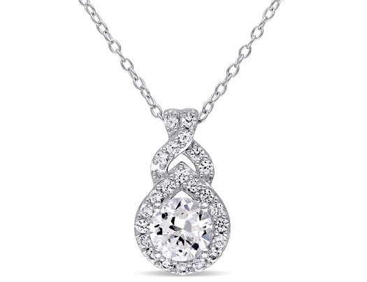 1 4/5 Carat (ctw) Lab-Created Synthetic White Sapphire Pendant Necklace in Sterling Silver