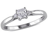 1/3 Carat (ctw) Princess-Cut Lab-Created White Sapphire Ring in Sterling Silver