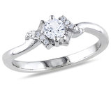 1/3 Carat (ctw) Lab-Created White Sapphire Promise Ring with Diamonds in Sterling Silver