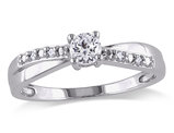 1/3 Carat (ctw) Lab-Created White Sapphire Ring with Diamonds in Sterling Silver