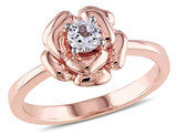 1/3 Carat (ctw) Lab-Created White Sapphire Floral Ring in Rose-plated Sterling Silver