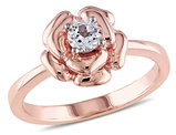 1/3 Carat (ctw) Lab-Created White Sapphire Floral Ring Rose-plated Sterling Silver