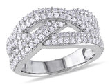 1 1/4 Carat (ctw) Lab-Created White Sapphire Braided Ring In Sterling Silver