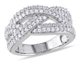 1 1/4 Carat (ctw) Lab-Created White Sapphire Braided Ring In Sterling Silver
