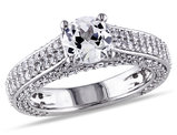Created White Sapphire 3 1/6 Carat (ctw) Engagement Ring In Sterling Silver