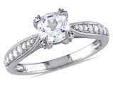 Created White Sapphire 1.00 Carat (ctw) Engagement Ring with Diamonds in Sterling Silver