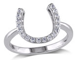 1/2 Carat (ctw) White Topaz Horseshoe Ring In Sterling Silver
