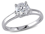 1.00 Carat (ctw G-H, I1-I2) Round Cut Diamond Solitaire Engagement Ring in 14K White Gold