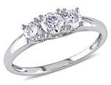 1/2 Carat (ctw G-H, I2-I3) Three-Stone Diamond Engagement Ring in 14K White Gold