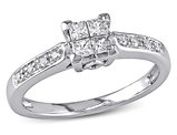 1/4 Carat (ctw I2-I3, G-H) Princess Cut Diamond Engagement Ring in 10K White Gold