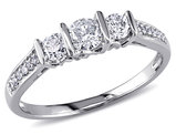 1/2 Carat (ctw G-H, I2-I3) Three Stone Diamond Engagement Ring in 10K White Gold