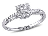 1/5 Carat (ctw) Princess-Cut Diamond Halo Engagement Ring in 10K White Gold