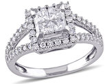 1.0 Carat (ctw Color G-H Clarity I2-I3) Princess Cut Diamond Engagement Ring in 14K White Gold
